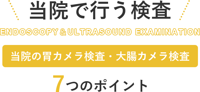 当院で行う検査 ENDOSCOPY＆ULTRASOUND EXAMINATION 当院の胃カメラ検査・大腸カメラ検査 7つのポイント