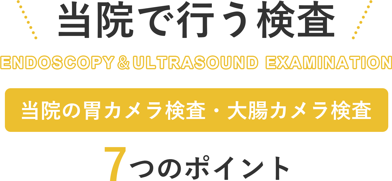 当院で行う検査 ENDOSCOPY＆ULTRASOUND EXAMINATION 当院の胃カメラ検査・大腸カメラ検査 7つのポイント